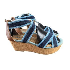 Splendid Womens Wedge Sandals Size 10M Leather Straps Cork Sole Wedge